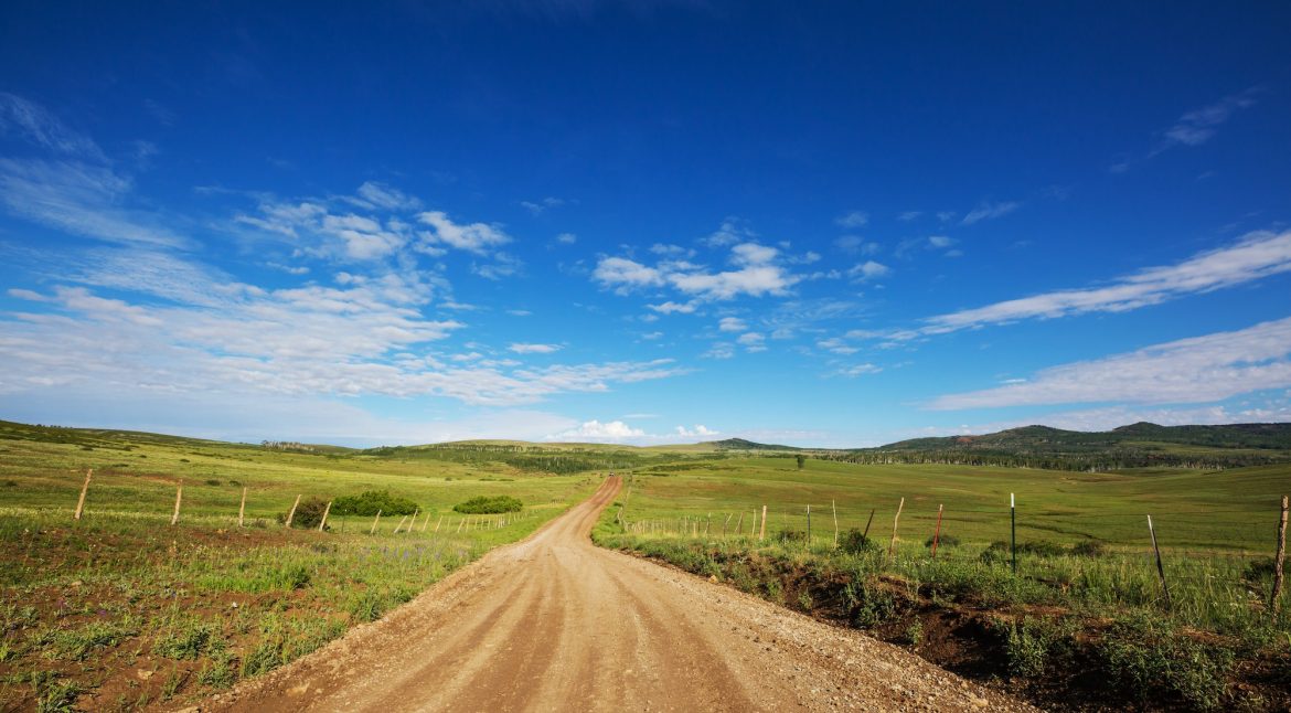 Road in field